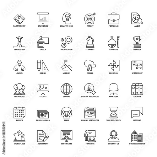 Outline icons. Business
