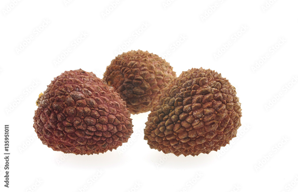 Thai Lychee, chakrapad cultivar, northern Thailand on white background Thai Lychee, chakrapad cultivar, northern Thailand on white background