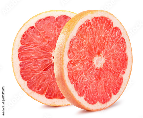 grapefruit slices isolated on the white background