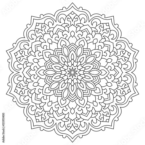 Eastern ethnic mandala. Round symmetrical pattern. Coloring