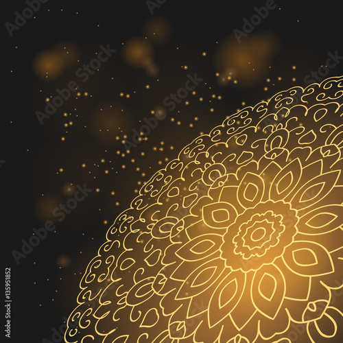 Golden mandala planet in the night