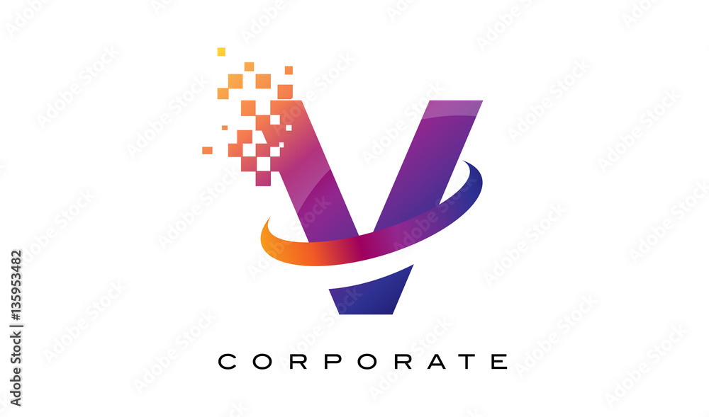 Letter V Colourful Rainbow Logo Design. Letter V Colourful Rainbow Logo Design.