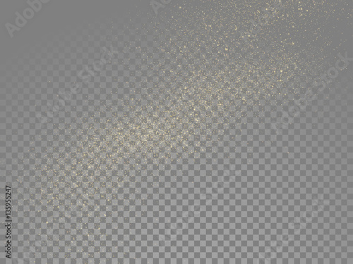 Gold glitter dust trail vector transparent