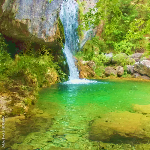 Fototapeta Naklejka Na Ścianę i Meble -  Waterfall at Olympus mountain, Greece