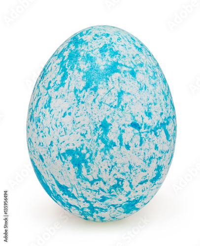 Cyan easter egg isolated on white background