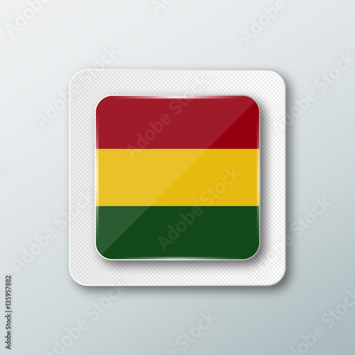 Free Download Square button with the national flag of Bolivia with the reflection of light. Icon with the main symbol of the country. - GFXLoad