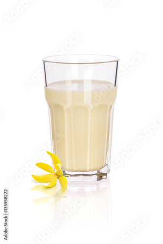 Vanilla shake glass isolated on white
