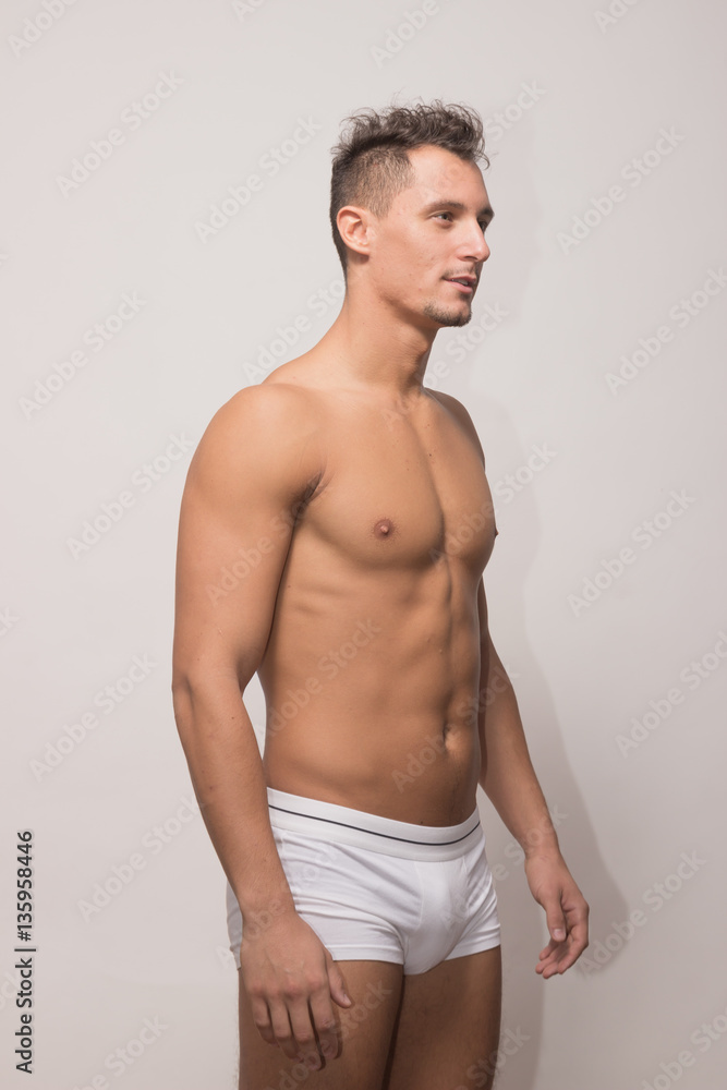 young man model posing polaroid snapshot