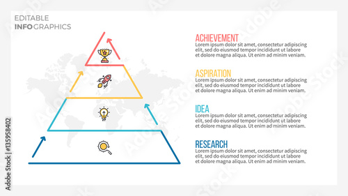 Presentation slide, page with 4 steps, parts. Editable stroke.