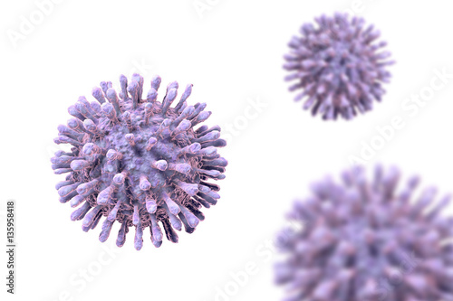 HIV, AIDS virus, 3D illustration. Human immunodeficiency virus isolated on white background photo