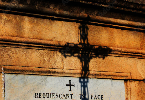 Cemetary Headstone and Shadow