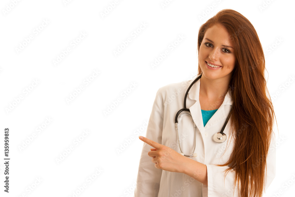 health care and medicine - young woman doctor isolated over whit health care and medicine - young woman doctor isolated over whit