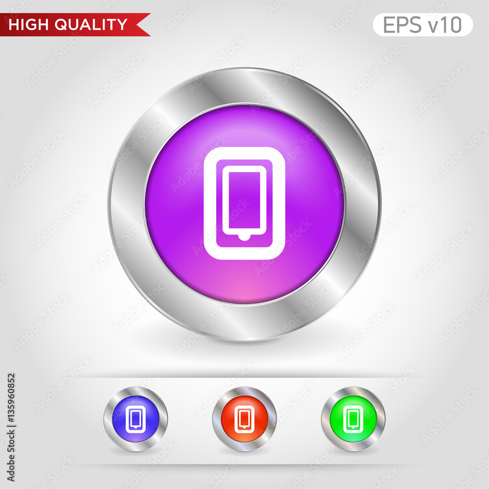 Smartphone icon. Button with smartphone icon. Modern UI vector. Smartphone icon. Button with smartphone icon. Modern UI vector.