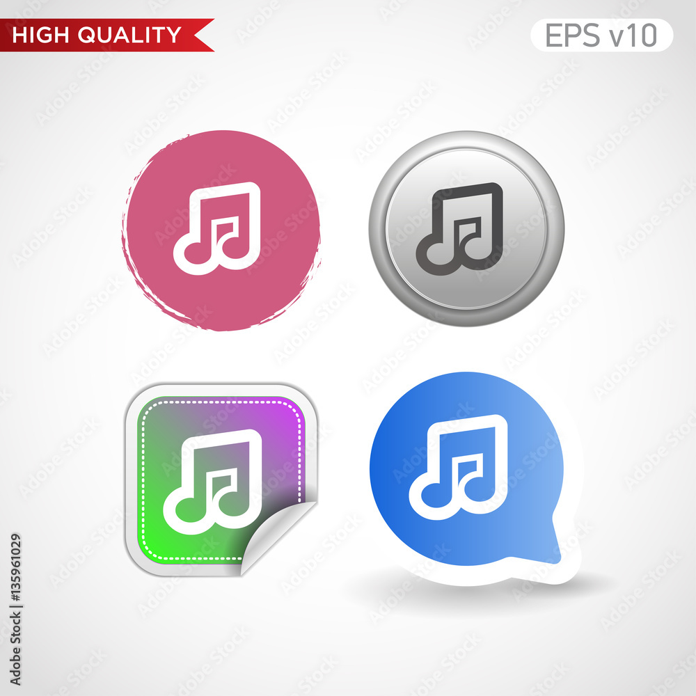 Music icon. Button with music icon. Modern UI vector. Music icon. Button with music icon. Modern UI vector.