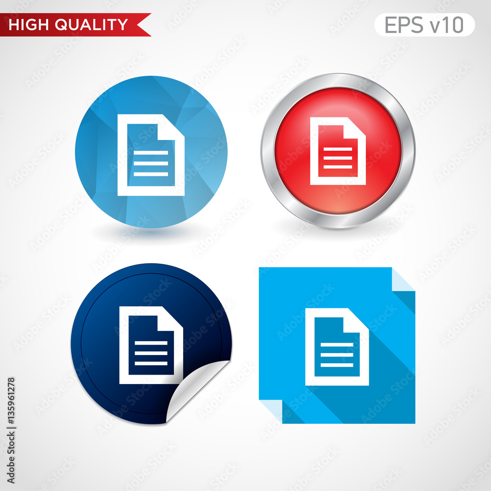Document icon. Button with document icon. Modern UI vector. Document icon. Button with document icon. Modern UI vector.