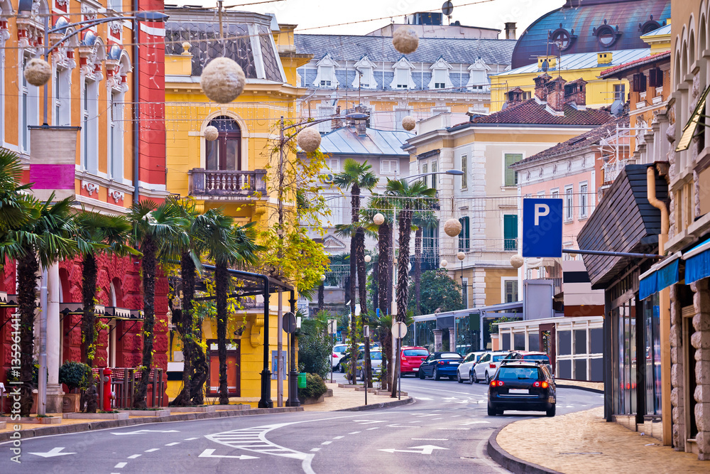 Naklejka premium Colorful mediterranean street architecture of Opatija