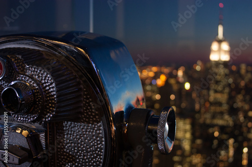 Empire state building from Rockefeller observation desk New York city