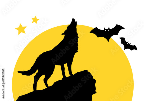 Silhouette Wolf heulend