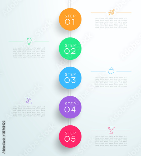 Infographic 5 3d Circle Steps Hanging Template D