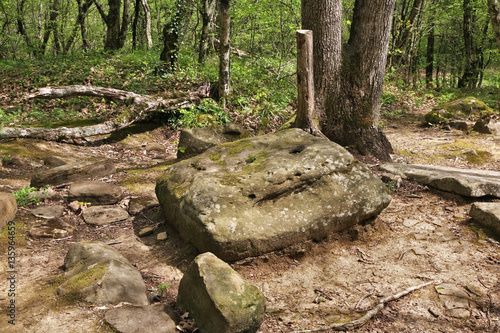 Dolmen - megalithic tomb near Vozrozhdenie village and Gelendzhik town. Krasnodar Krai. Russia photo