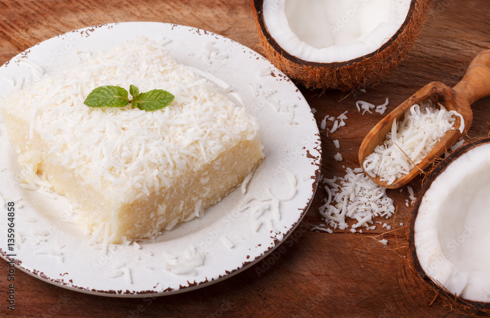 Brazilian traditional dessert: sweet couscous (tapioca) pudding Brazilian traditional dessert: sweet couscous (tapioca) pudding