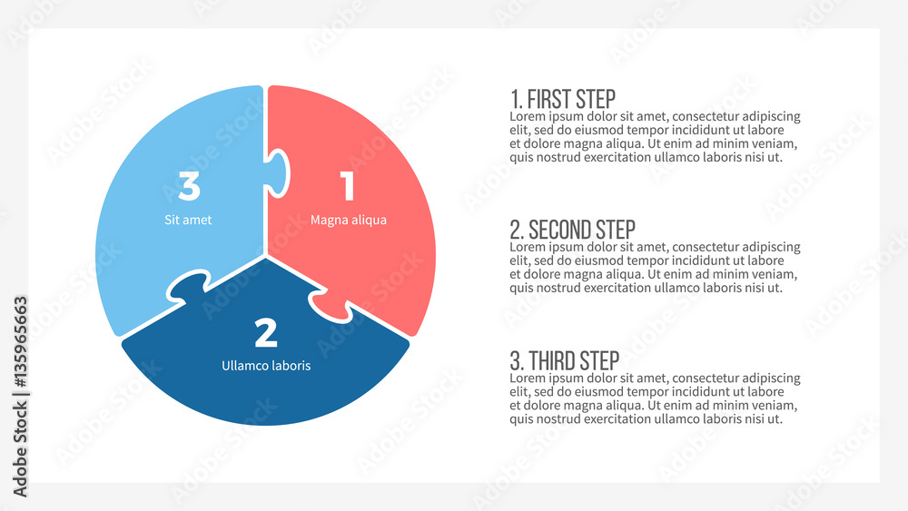 Pie chart. Presentation template with 3 steps, options. Stock Vector ...
