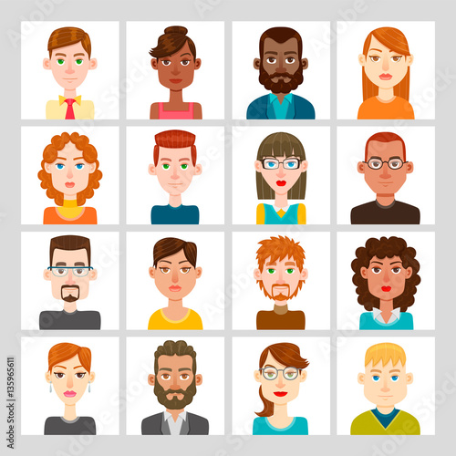 16 male and female avatar set