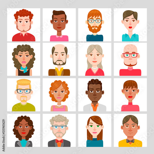 16 male and female avatar set