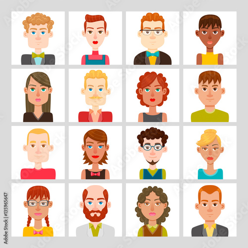 16 male and female avatar set