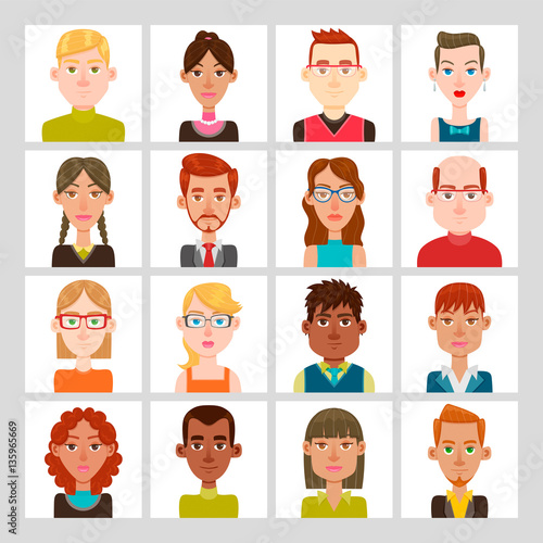 16 male and female avatar set