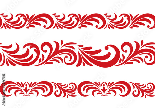Картината върху платно Floral pattern border design element set