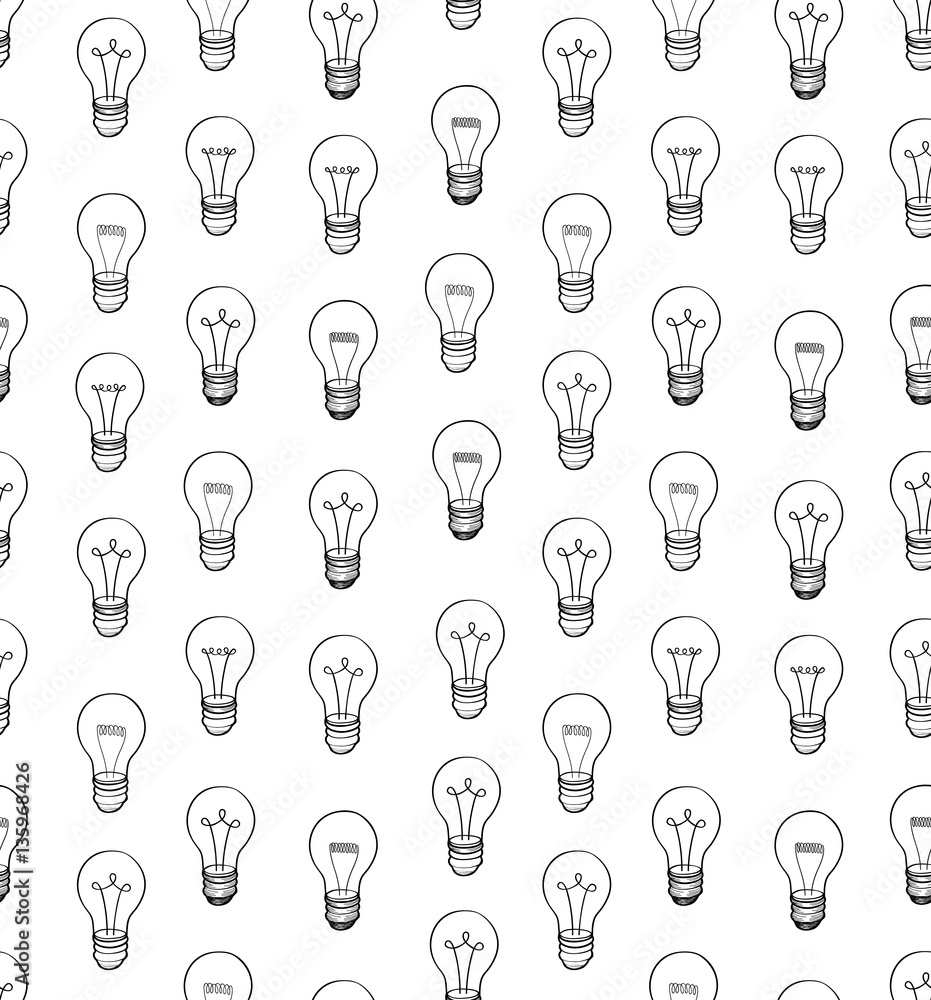 Bulb isolated over white background. Electric lamp seamless pattern Bulb isolated over white background. Electric lamp seamless pattern