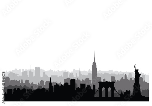 New York City buildings silhouette. American urban landscape. NYC skyline  USA landmarks