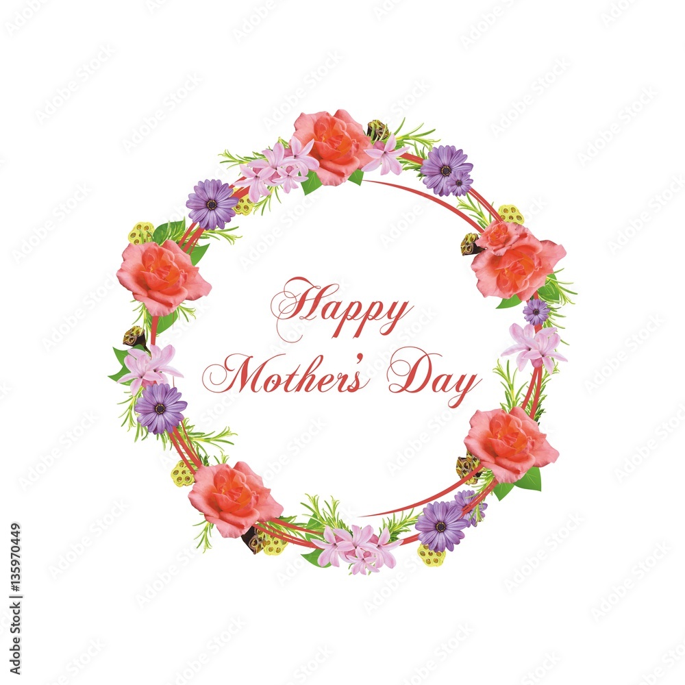 Happy Mother's Day - wianek - obrazy, fototapety, plakaty 