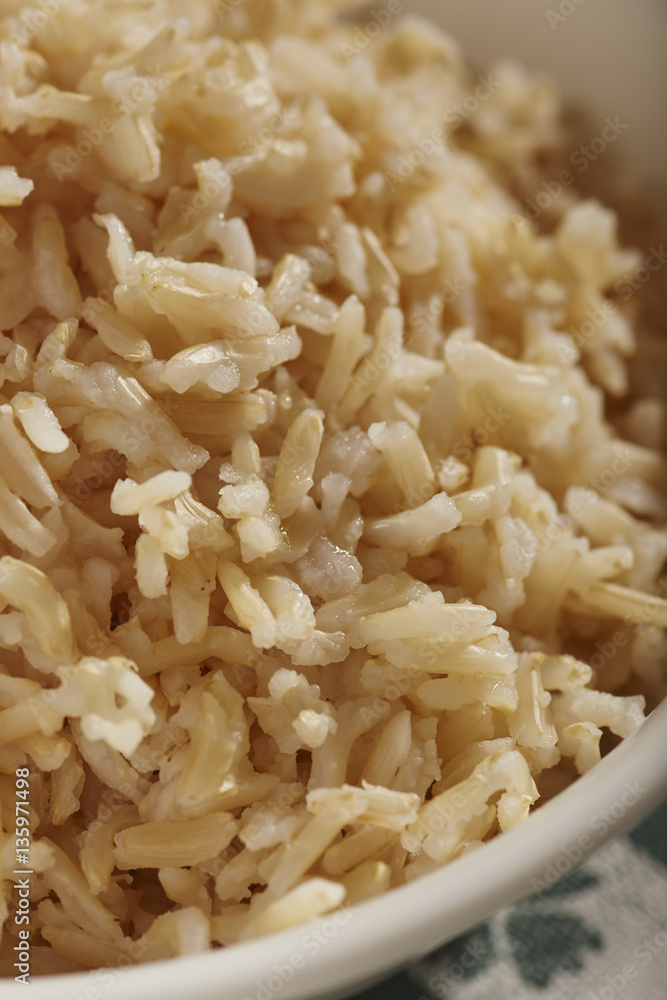 A bowl of cooked brown basmati rice A bowl of cooked brown basmati rice