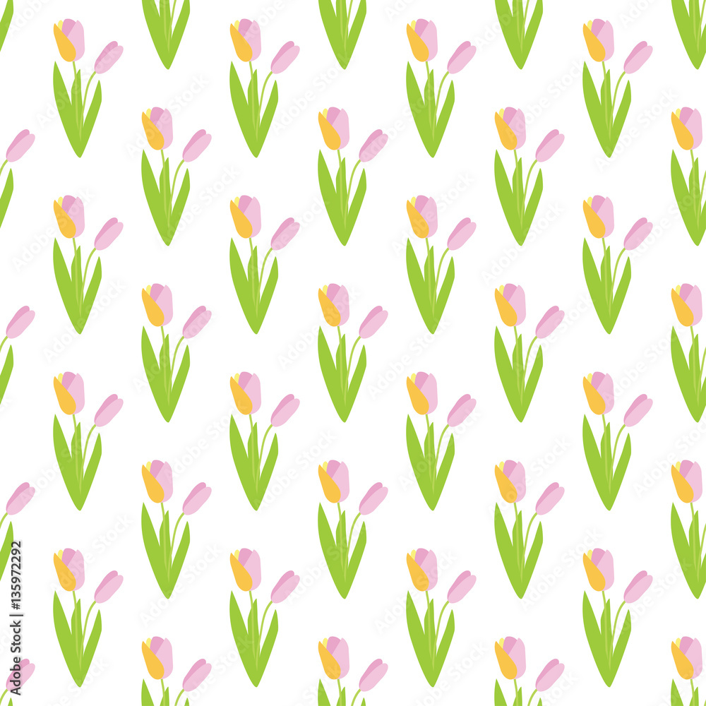 Obraz premium Spring flowers seamless pattern. Vector illustration.