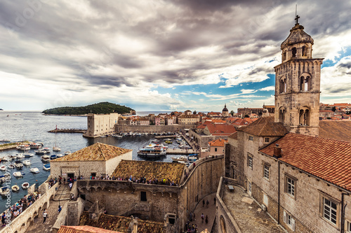 July 16, 2016: The harbor of the old town of Dubrovnik seen from