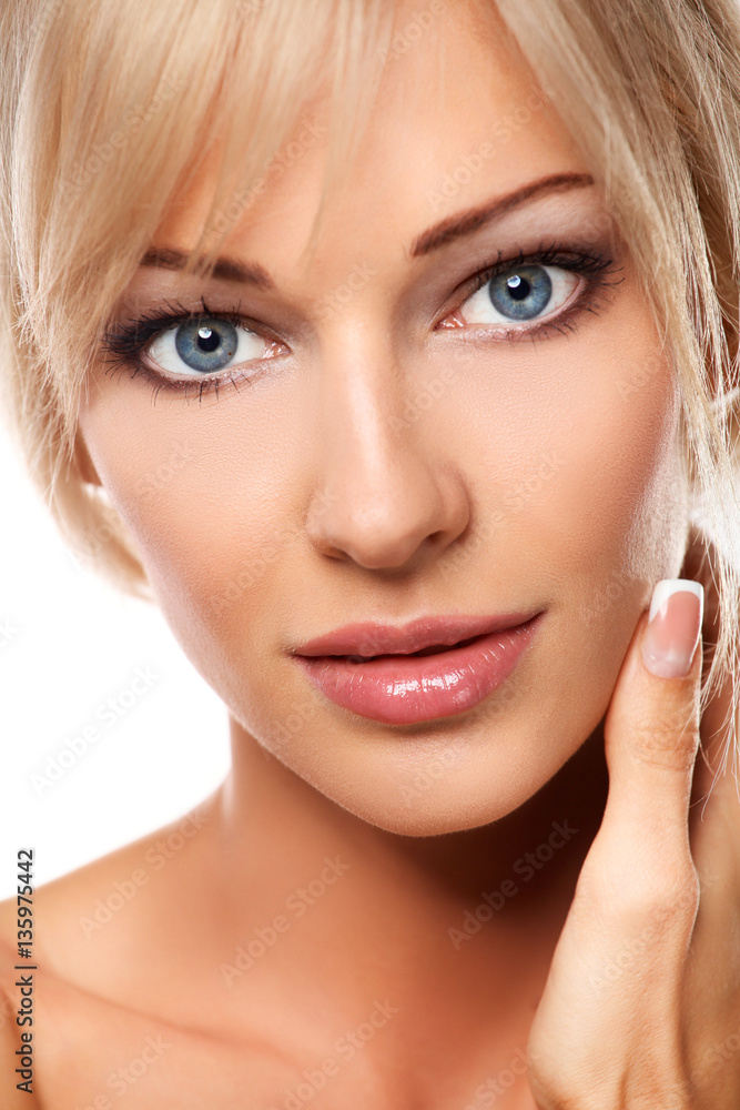 Close up portrait of beautiful young woman face Close up portrait of beautiful young woman face
