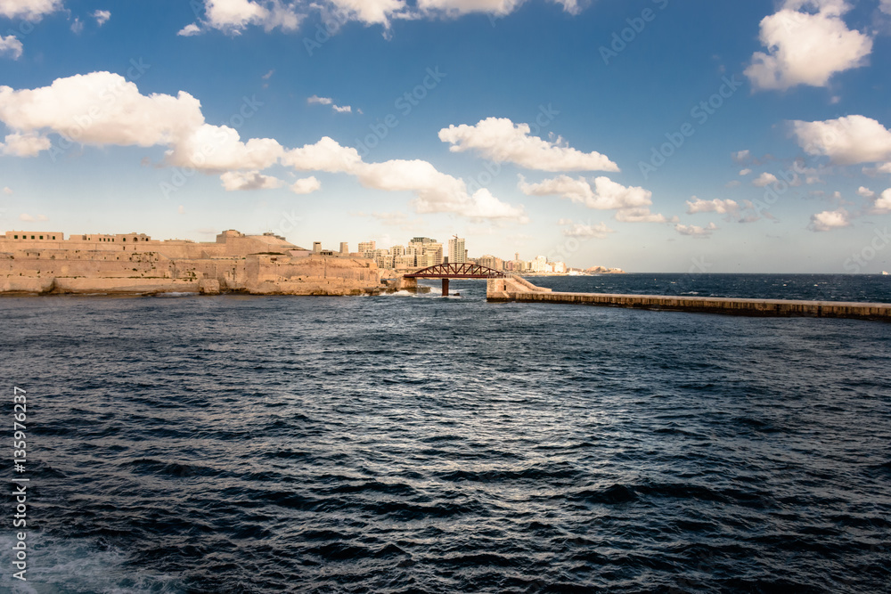 view of the bridge,La Valletta,Malta,from the ship