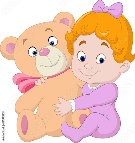 Little baby with teddy bear