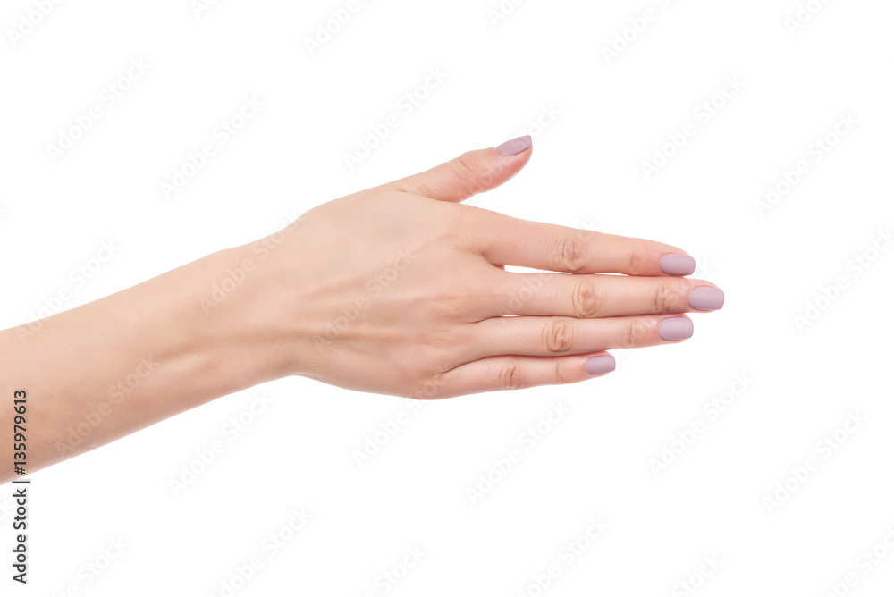 Female hand greeting.