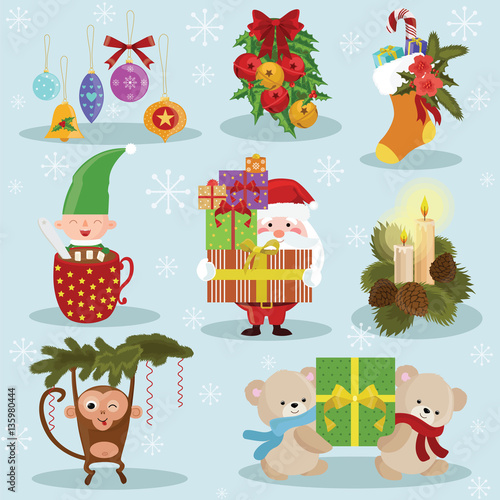 Christmas and New year holodays illustration design set  photo