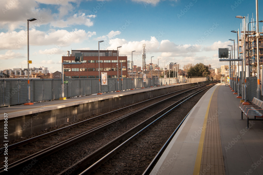 Train station, overground rail network of London TFL, Imperial Wharf.