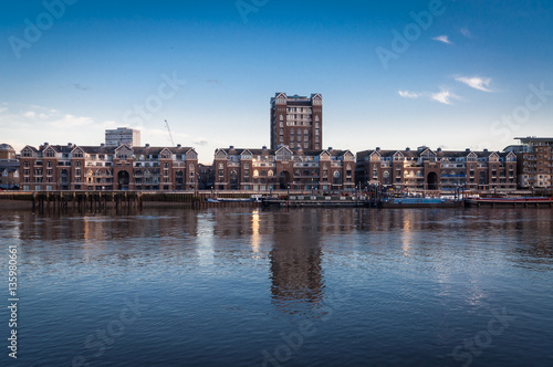Plantation Wharf  Chelsea riverfront on river Thames  London UK.