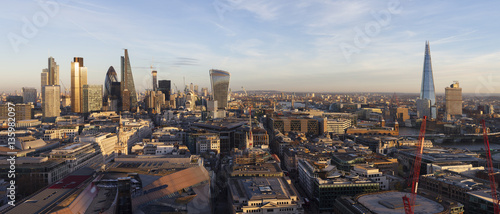 Panoramic elevated view of the financial district of London photo