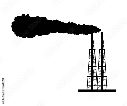 factory pipe and smoke vector icon