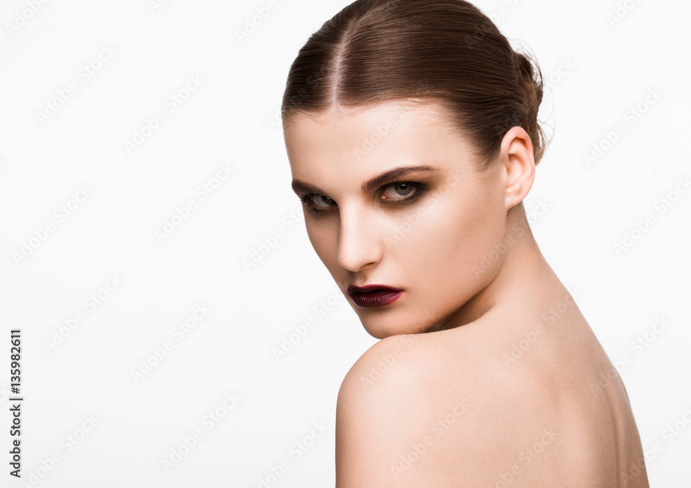 Beauty purrple lips makeup fashion model girl Beauty purrple lips makeup fashion model girl