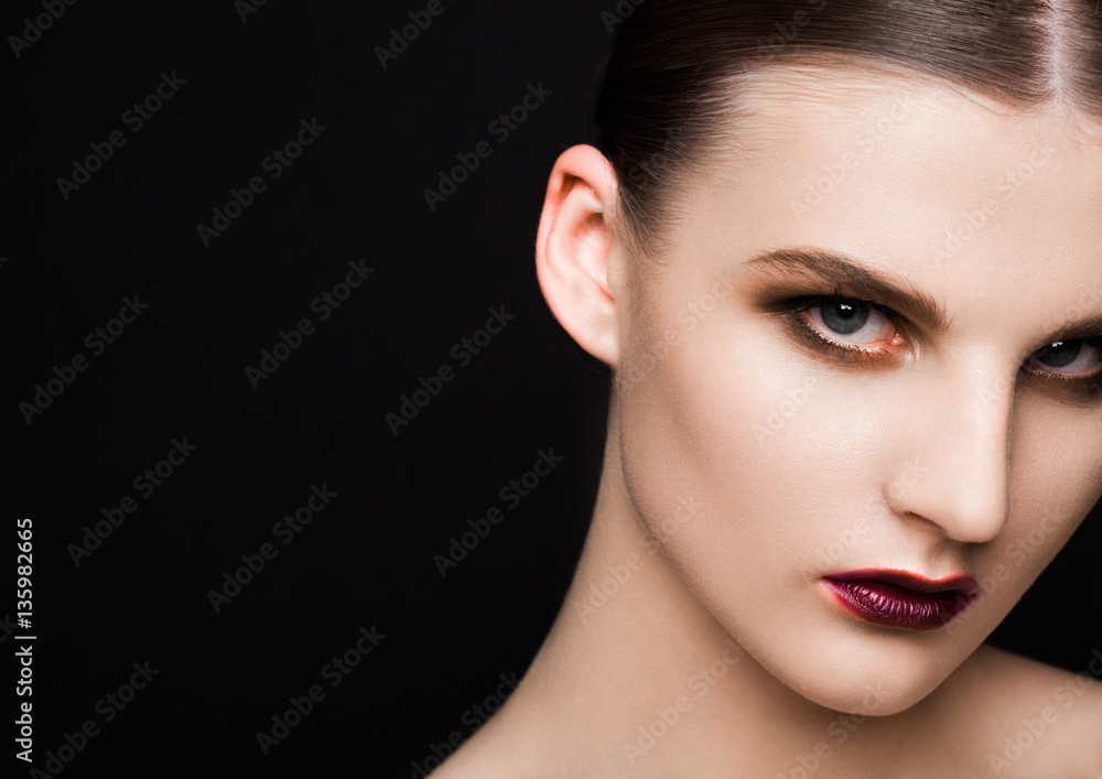 Beauty purrple lips makeup fashion model girl Beauty purrple lips makeup fashion model girl