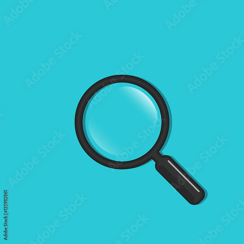 Magnifier icon in flat style, vector.
