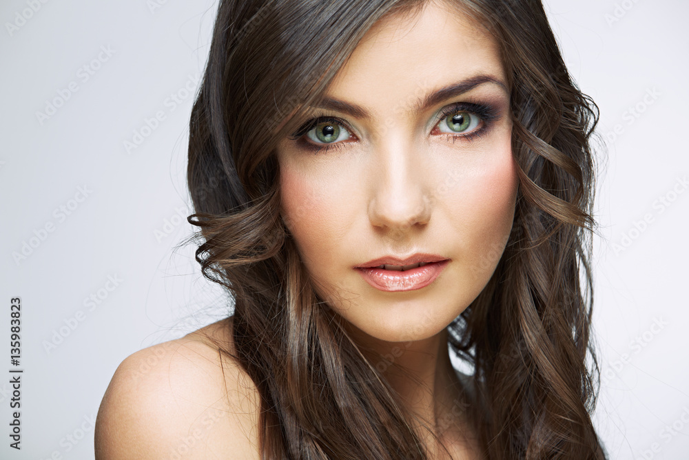 Naklejka premium Face portrait of beautiful woman with natural clean skin.